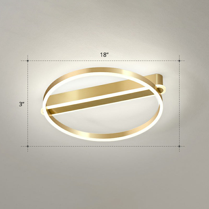 Gold O Shaped Flush Mount Fixture Minimalism Metal LED Flush Mount Ceiling Light for Bedroom Gold 18" White Clearhalo 'Ceiling Lights' 'Close To Ceiling Lights' 'Close to ceiling' 'Flush mount' Lighting' 2327851