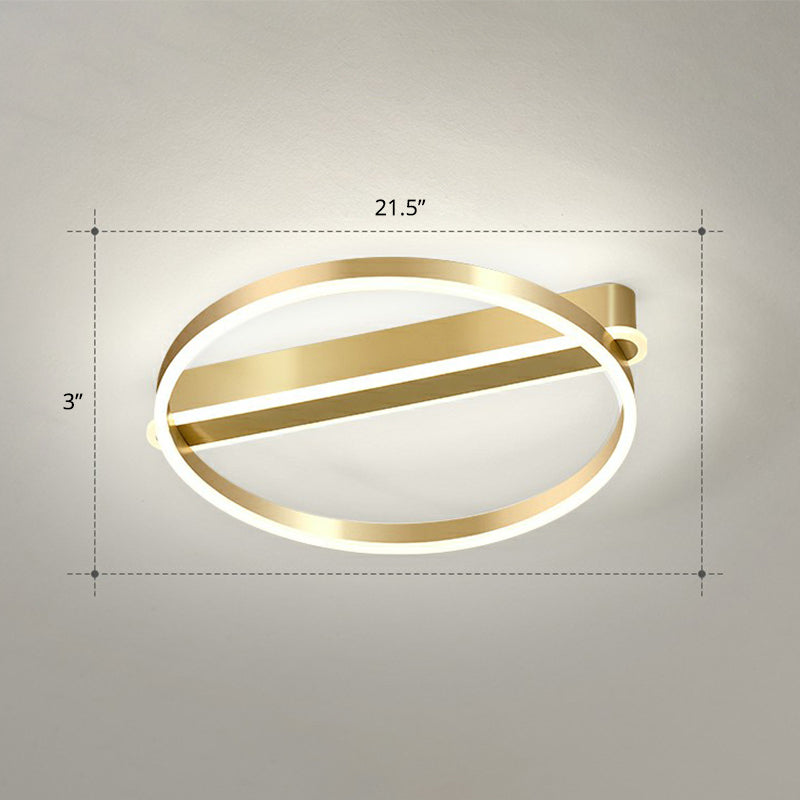 Gold O Shaped Flush Mount Fixture Minimalism Metal LED Flush Mount Ceiling Light for Bedroom Gold 21.5" White Clearhalo 'Ceiling Lights' 'Close To Ceiling Lights' 'Close to ceiling' 'Flush mount' Lighting' 2327852