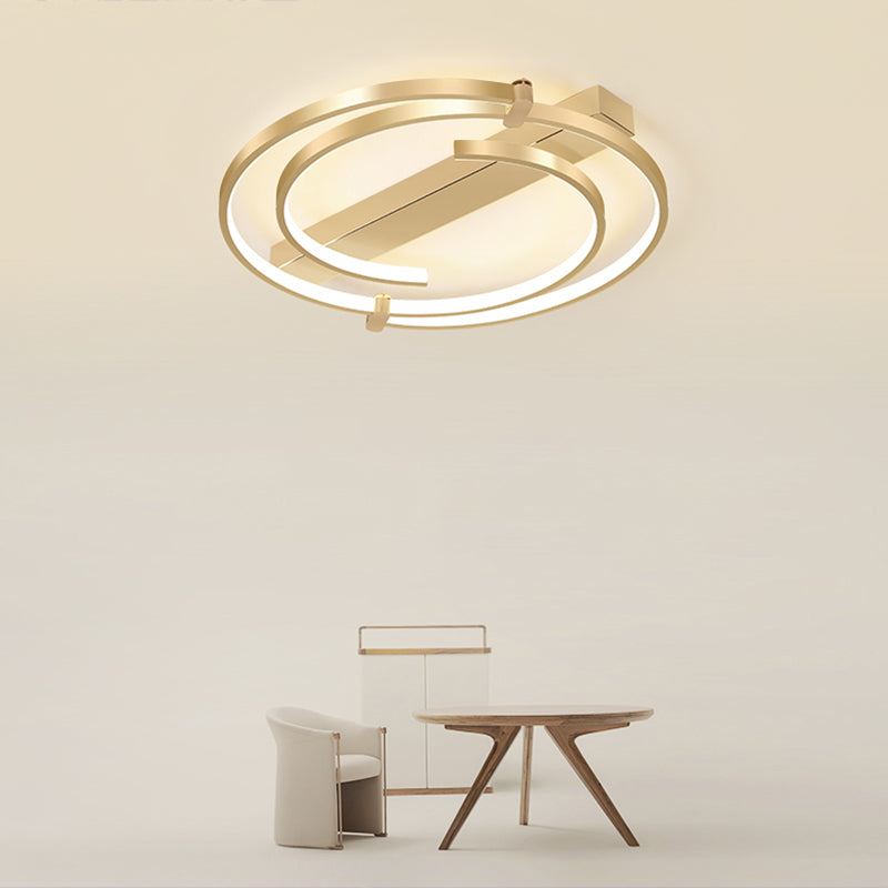 Gold Loop Ceiling Flush Light Simple Style Metal LED Flush Mount Lighting Fixture for Bedroom Clearhalo 'Ceiling Lights' 'Close To Ceiling Lights' 'Close to ceiling' 'Flush mount' Lighting' 2327858