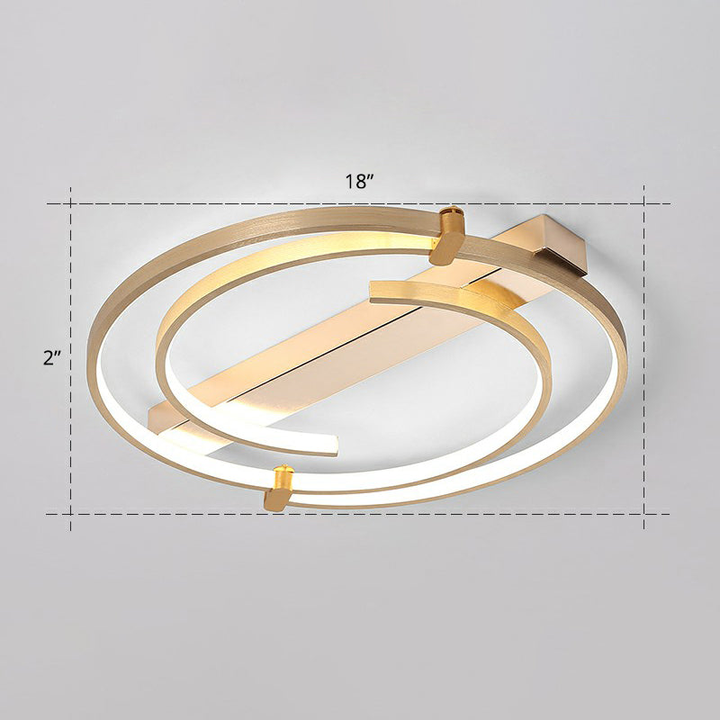 Gold Loop Ceiling Flush Light Simple Style Metal LED Flush Mount Lighting Fixture for Bedroom Gold 18" White Clearhalo 'Ceiling Lights' 'Close To Ceiling Lights' 'Close to ceiling' 'Flush mount' Lighting' 2327862