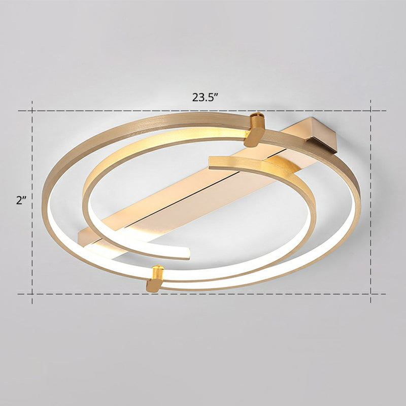 Gold Loop Ceiling Flush Light Simple Style Metal LED Flush Mount Lighting Fixture for Bedroom Gold 23.5" White Clearhalo 'Ceiling Lights' 'Close To Ceiling Lights' 'Close to ceiling' 'Flush mount' Lighting' 2327863