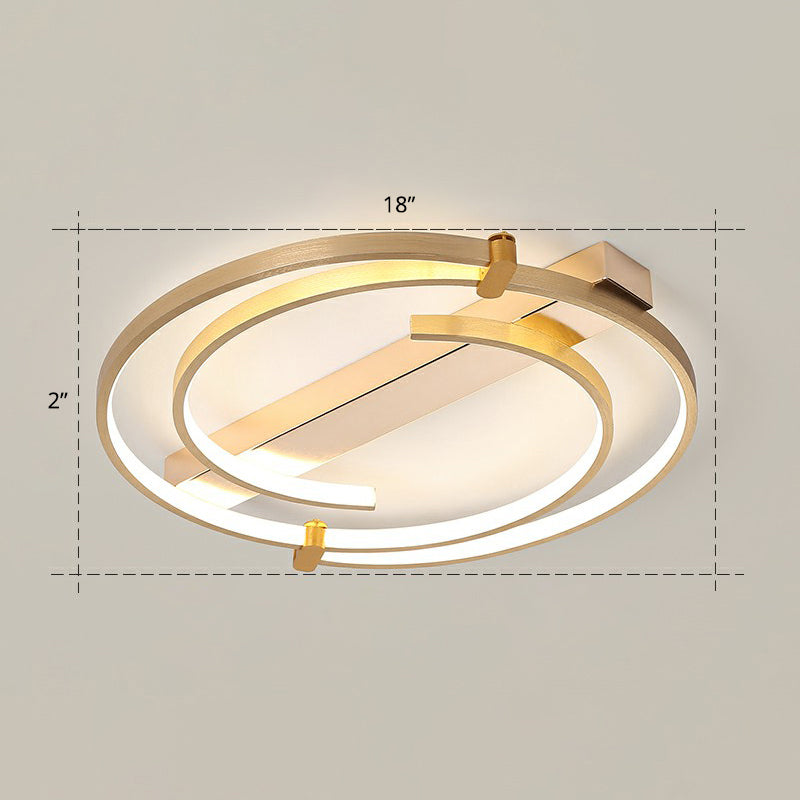 Gold Loop Ceiling Flush Light Simple Style Metal LED Flush Mount Lighting Fixture for Bedroom Gold 18" Remote Control Stepless Dimming Clearhalo 'Ceiling Lights' 'Close To Ceiling Lights' 'Close to ceiling' 'Flush mount' Lighting' 2327864