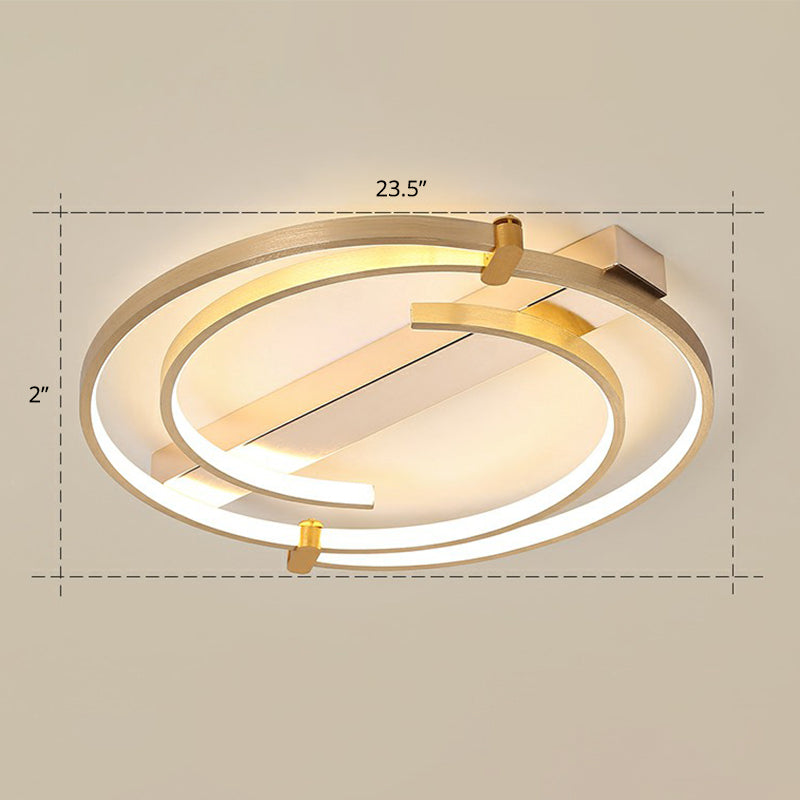 Gold Loop Ceiling Flush Light Simple Style Metal LED Flush Mount Lighting Fixture for Bedroom Gold 23.5" Warm Clearhalo 'Ceiling Lights' 'Close To Ceiling Lights' 'Close to ceiling' 'Flush mount' Lighting' 2327865