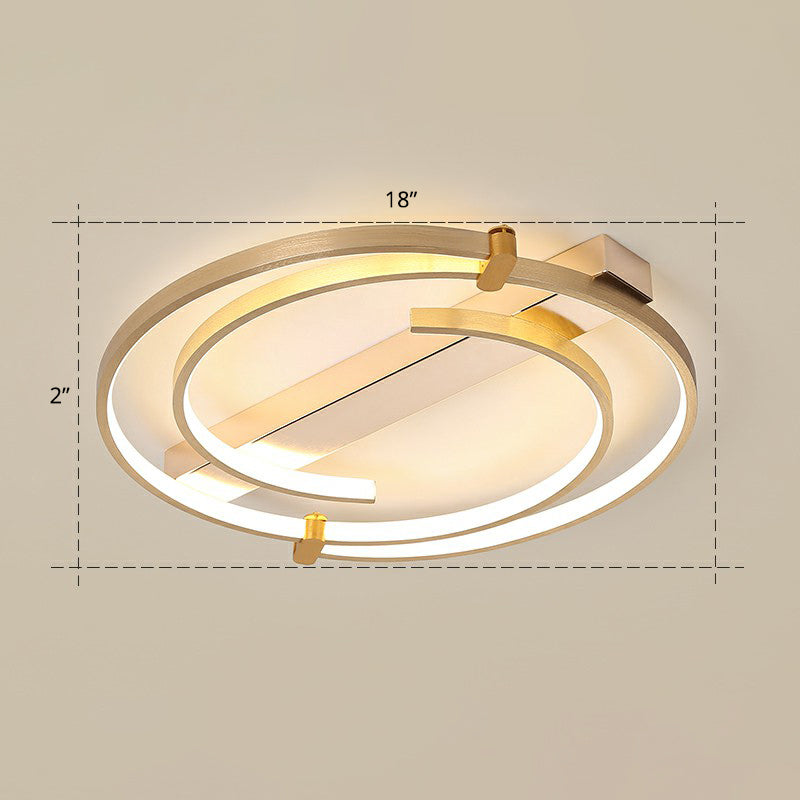 Gold Loop Ceiling Flush Light Simple Style Metal LED Flush Mount Lighting Fixture for Bedroom Gold 18" Warm Clearhalo 'Ceiling Lights' 'Close To Ceiling Lights' 'Close to ceiling' 'Flush mount' Lighting' 2327867