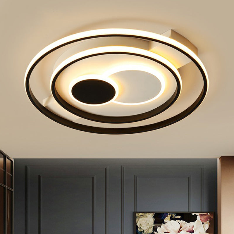 Circle LED Ceiling Mounted Fixture Simplicity Acrylic Black Flush Mount Lamp for Bedroom Clearhalo 'Ceiling Lights' 'Close To Ceiling Lights' 'Close to ceiling' 'Flush mount' Lighting' 2327901