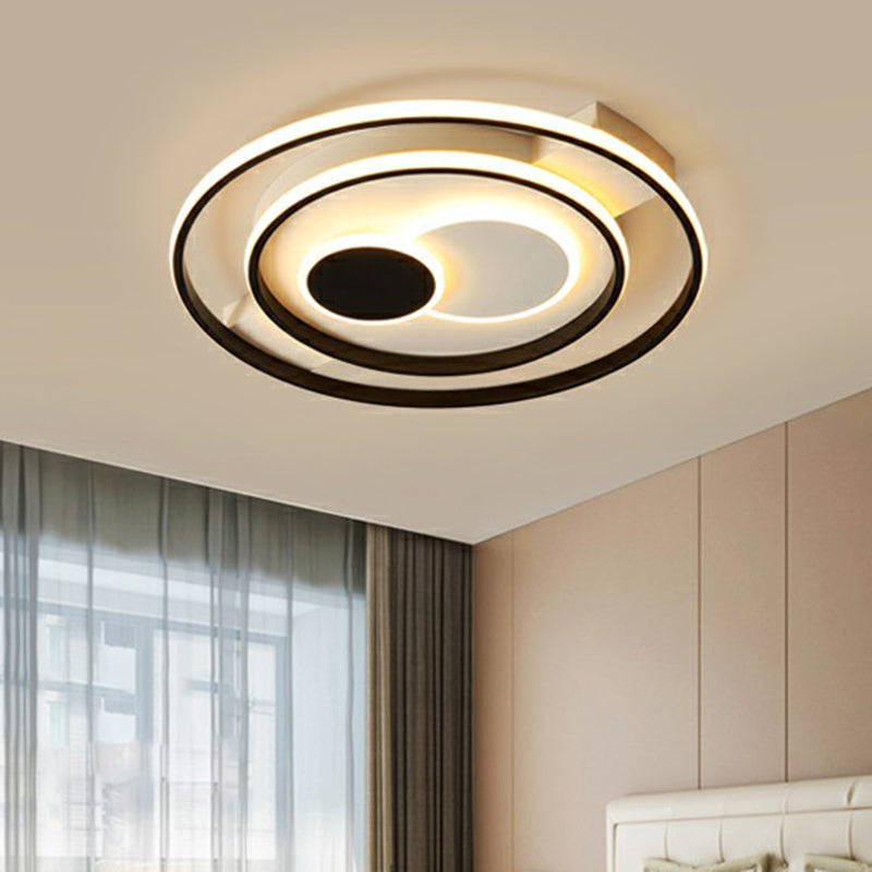 Circle LED Ceiling Mounted Fixture Simplicity Acrylic Black Flush Mount Lamp for Bedroom Clearhalo 'Ceiling Lights' 'Close To Ceiling Lights' 'Close to ceiling' 'Flush mount' Lighting' 2327902