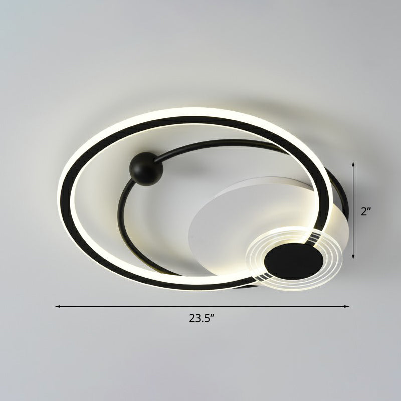 Loop Shaped Acrylic Flush Mount Lighting Simplicity LED Ceiling Light for Bedroom Black 23.5" Clearhalo 'Ceiling Lights' 'Close To Ceiling Lights' 'Close to ceiling' 'Flush mount' Lighting' 2327906