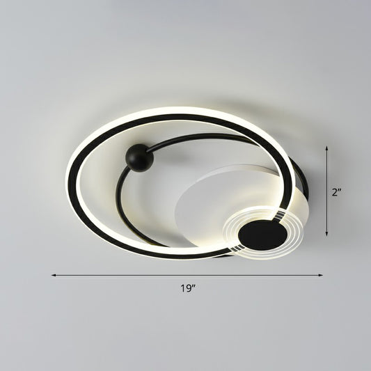 Loop Shaped Acrylic Flush Mount Lighting Simplicity LED Ceiling Light for Bedroom Black 19" Clearhalo 'Ceiling Lights' 'Close To Ceiling Lights' 'Close to ceiling' 'Flush mount' Lighting' 2327907