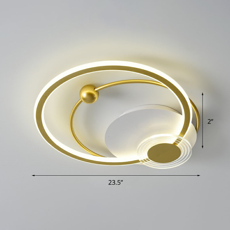 Loop Shaped Acrylic Flush Mount Lighting Simplicity LED Ceiling Light for Bedroom Gold 23.5" Clearhalo 'Ceiling Lights' 'Close To Ceiling Lights' 'Close to ceiling' 'Flush mount' Lighting' 2327909