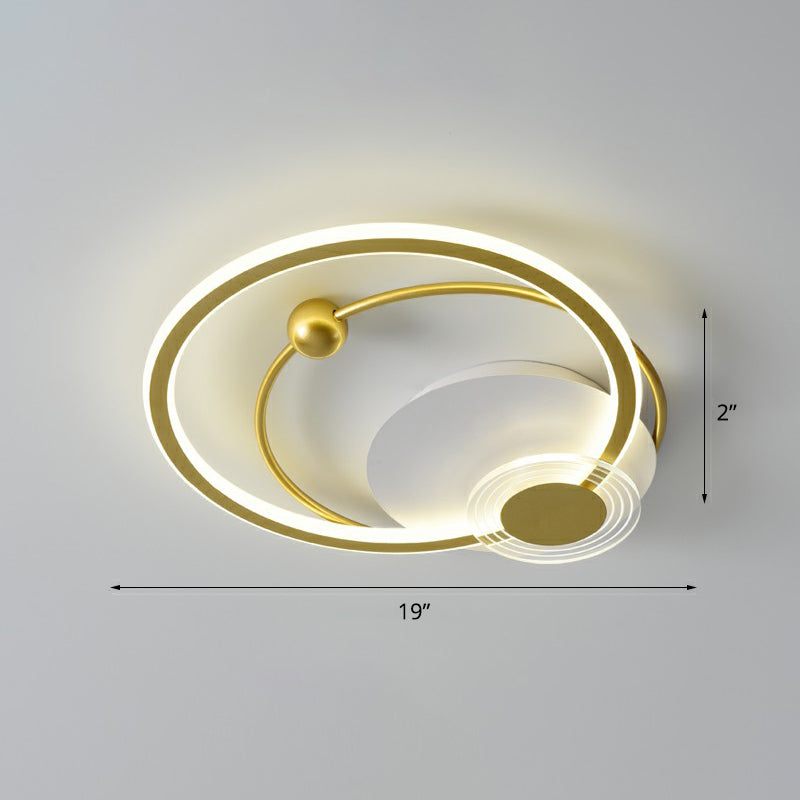 Loop Shaped Acrylic Flush Mount Lighting Simplicity LED Ceiling Light for Bedroom Gold 19" Clearhalo 'Ceiling Lights' 'Close To Ceiling Lights' 'Close to ceiling' 'Flush mount' Lighting' 2327911