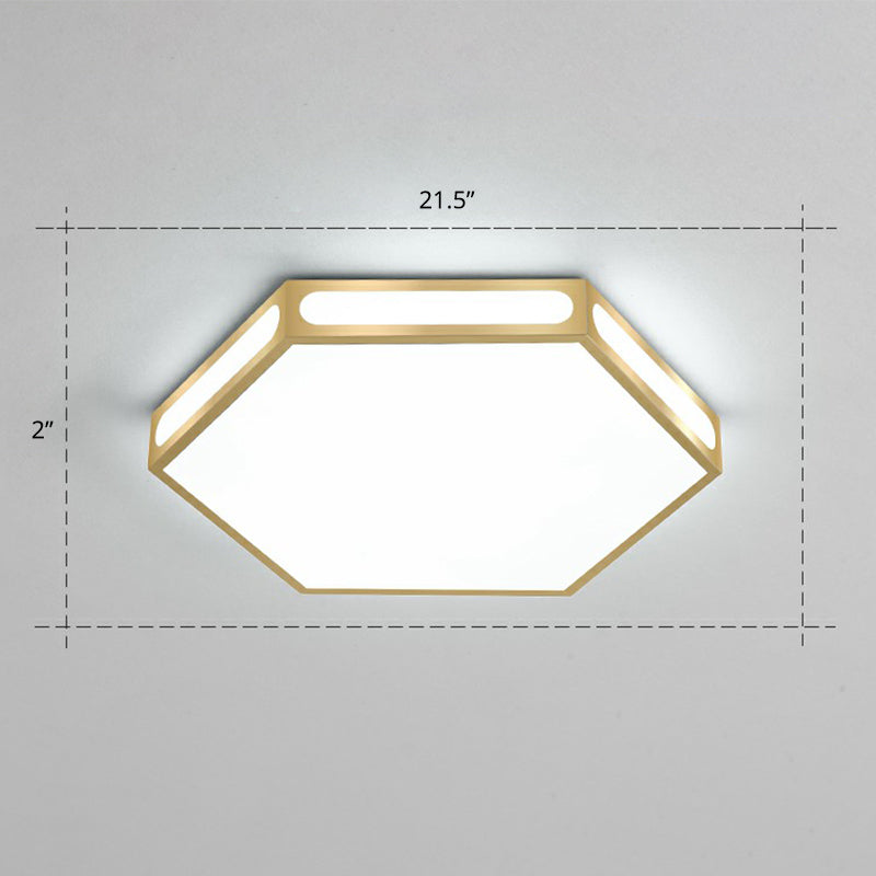 Gold Hexagon Led Flush Mount Modern Acrylic Flush Ceiling Light Fixture for Bedroom Gold 21.5" White Clearhalo 'Ceiling Lights' 'Close To Ceiling Lights' 'Close to ceiling' 'Flush mount' Lighting' 2328002