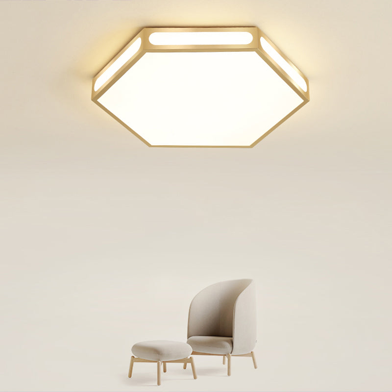 Gold Hexagon Led Flush Mount Modern Acrylic Flush Ceiling Light Fixture for Bedroom Clearhalo 'Ceiling Lights' 'Close To Ceiling Lights' 'Close to ceiling' 'Flush mount' Lighting' 2328003