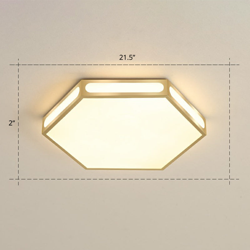 Gold Hexagon Led Flush Mount Modern Acrylic Flush Ceiling Light Fixture for Bedroom Gold 21.5" Warm Clearhalo 'Ceiling Lights' 'Close To Ceiling Lights' 'Close to ceiling' 'Flush mount' Lighting' 2328008