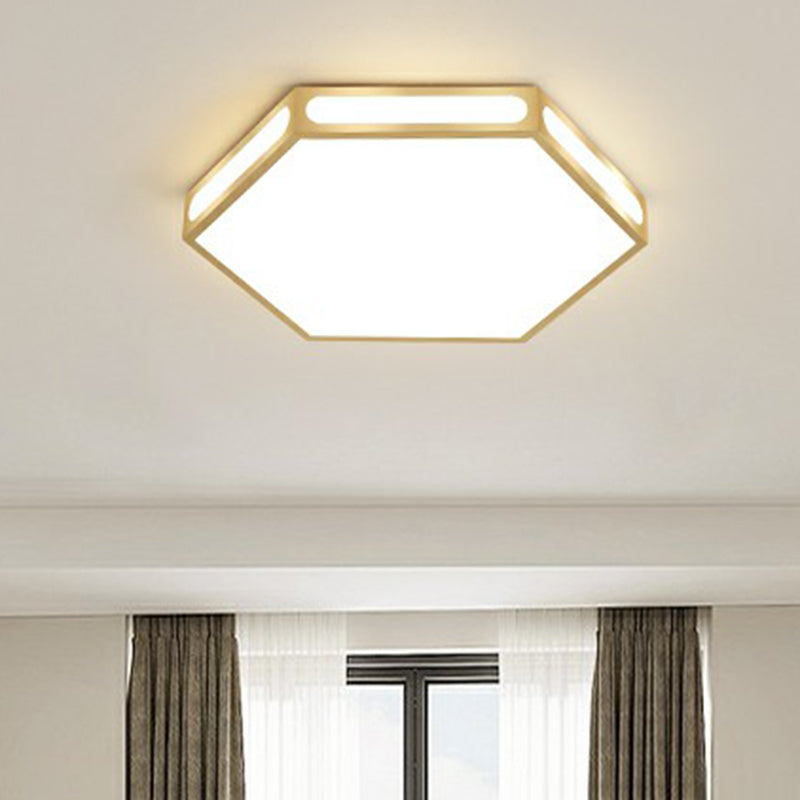 Gold Hexagon Led Flush Mount Modern Acrylic Flush Ceiling Light Fixture for Bedroom Clearhalo 'Ceiling Lights' 'Close To Ceiling Lights' 'Close to ceiling' 'Flush mount' Lighting' 2328009