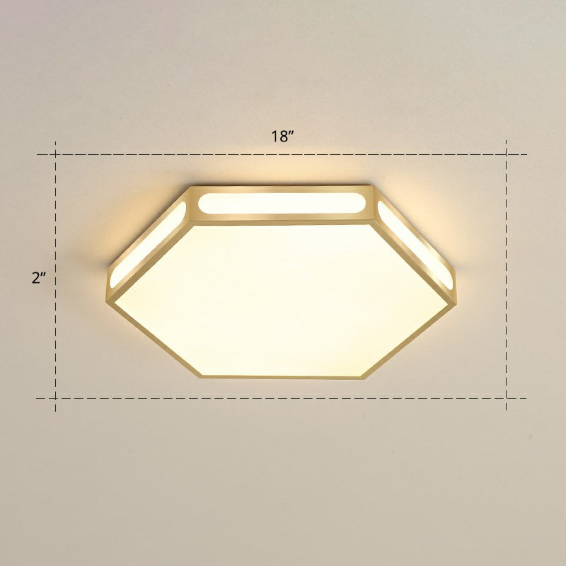 Gold Hexagon Led Flush Mount Modern Acrylic Flush Ceiling Light Fixture for Bedroom Gold 18" Warm Clearhalo 'Ceiling Lights' 'Close To Ceiling Lights' 'Close to ceiling' 'Flush mount' Lighting' 2328010