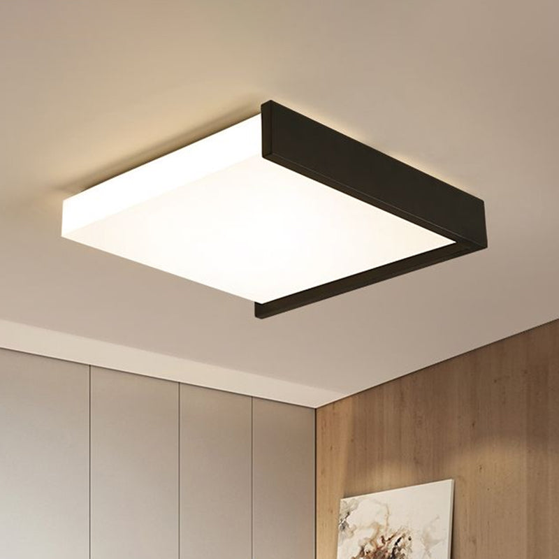 Nordic Square Led Flush Mount Ceiling Fixture Acrylic Bedroom Flush Light in Black and White Clearhalo 'Ceiling Lights' 'Close To Ceiling Lights' 'Close to ceiling' 'Flush mount' Lighting' 2328034