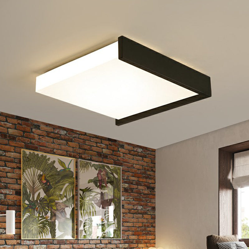 Nordic Square Led Flush Mount Ceiling Fixture Acrylic Bedroom Flush Light in Black and White Clearhalo 'Ceiling Lights' 'Close To Ceiling Lights' 'Close to ceiling' 'Flush mount' Lighting' 2328036