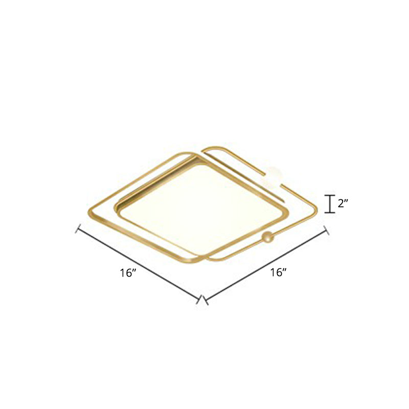 Gold Finish Ultrathin Flush Mount Fixture Contemporary LED Acrylic Ceiling Flush Light for Bedroom Gold Third Gear Square Clearhalo 'Ceiling Lights' 'Close To Ceiling Lights' 'Close to ceiling' 'Flush mount' Lighting' 2328042