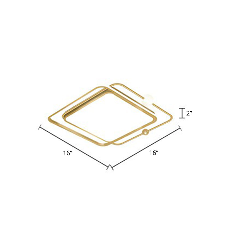 Gold Finish Ultrathin Flush Mount Fixture Contemporary LED Acrylic Ceiling Flush Light for Bedroom Gold White Square Clearhalo 'Ceiling Lights' 'Close To Ceiling Lights' 'Close to ceiling' 'Flush mount' Lighting' 2328045