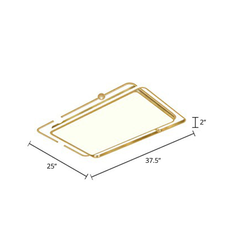 Gold Finish Ultrathin Flush Mount Fixture Contemporary LED Acrylic Ceiling Flush Light for Bedroom Gold Third Gear Rectangle Clearhalo 'Ceiling Lights' 'Close To Ceiling Lights' 'Close to ceiling' 'Flush mount' Lighting' 2328052