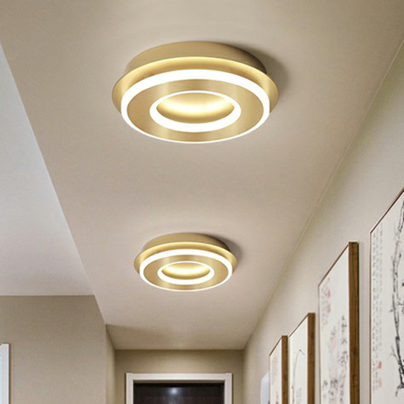 Small Ceiling Flush Mount Light Simple Metal Hallway LED Flush Mount Lighting in Gold Clearhalo 'Ceiling Lights' 'Close To Ceiling Lights' 'Close to ceiling' 'Flush mount' Lighting' 2328068