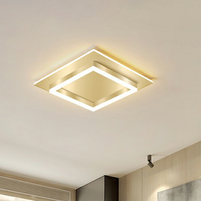 Golden Square Flush Mounted Lamp Minimalist Metal LED Flushmount Light for Bedroom Clearhalo 'Ceiling Lights' 'Close To Ceiling Lights' 'Close to ceiling' 'Flush mount' Lighting' 2328069