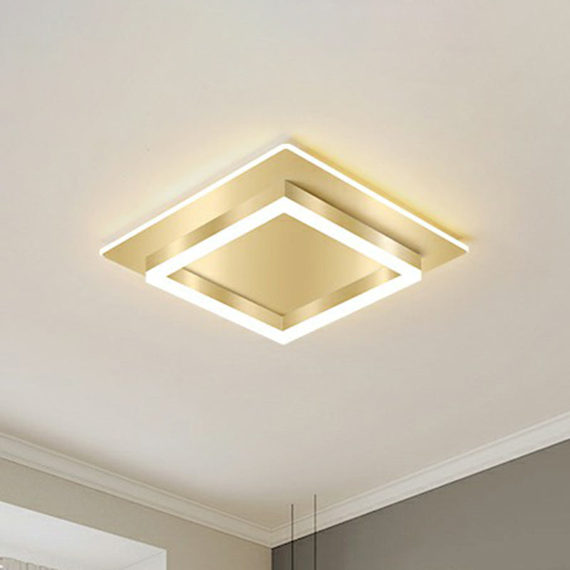 Golden Square Flush Mounted Lamp Minimalist Metal LED Flushmount Light for Bedroom Clearhalo 'Ceiling Lights' 'Close To Ceiling Lights' 'Close to ceiling' 'Flush mount' Lighting' 2328074