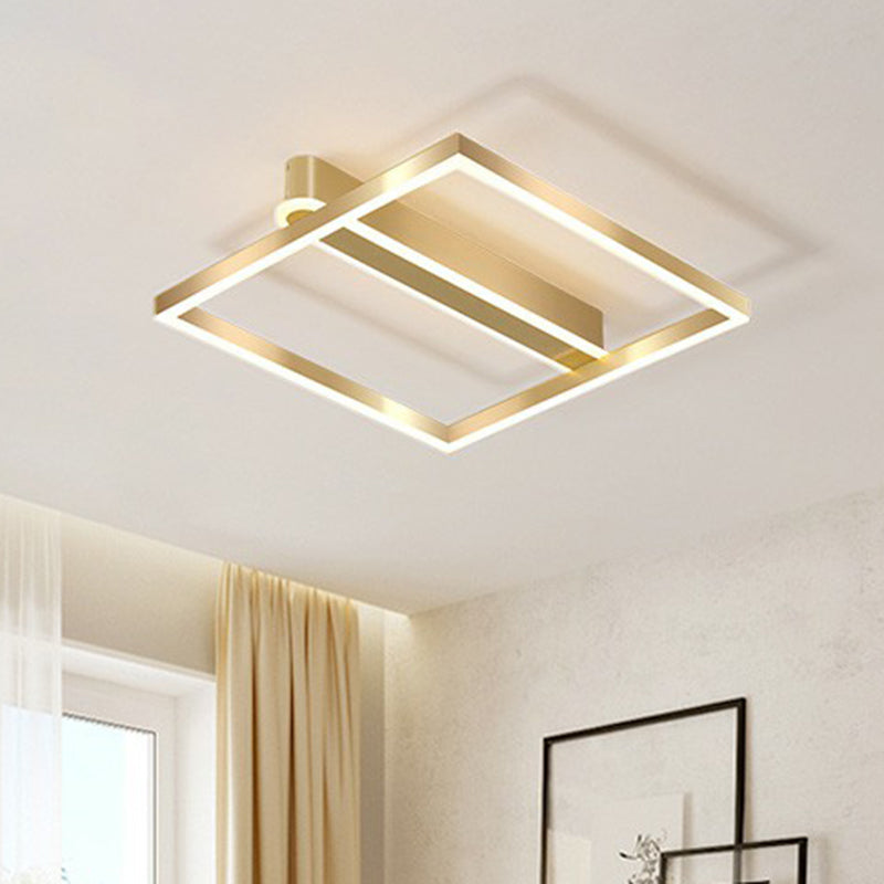 Square Shaped Flush Mount Ceiling Fixture Simple Acrylic Gold LED Flush Light for Bedroom Clearhalo 'Ceiling Lights' 'Close To Ceiling Lights' 'Close to ceiling' 'Flush mount' Lighting' 2328109