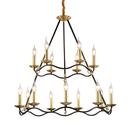 Metal Black Hanging Chandelier Candle 6/9/15 Bulbs Traditional Pendant Light Fixture for Living Room Clearhalo 'Ceiling Lights' 'Chandeliers' Lighting' options 232810
