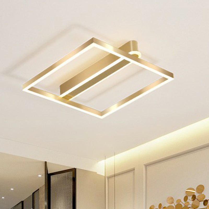 Square Shaped Flush Mount Ceiling Fixture Simple Acrylic Gold LED Flush Light for Bedroom Clearhalo 'Ceiling Lights' 'Close To Ceiling Lights' 'Close to ceiling' 'Flush mount' Lighting' 2328111