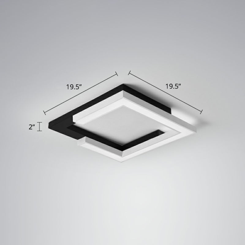 Splicing Square Acrylic LED Ceiling Lamp Nordic Black and White Flush Mount Lighting for Living Room Black 19.5" White Clearhalo 'Ceiling Lights' 'Close To Ceiling Lights' 'Close to ceiling' 'Flush mount' Lighting' 2328115