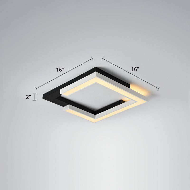 Splicing Square Acrylic LED Ceiling Lamp Nordic Black and White Flush Mount Lighting for Living Room Black 16" Remote Control Stepless Dimming Clearhalo 'Ceiling Lights' 'Close To Ceiling Lights' 'Close to ceiling' 'Flush mount' Lighting' 2328117