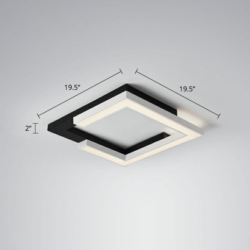 Splicing Square Acrylic LED Ceiling Lamp Nordic Black and White Flush Mount Lighting for Living Room Black 19.5" Third Gear Clearhalo 'Ceiling Lights' 'Close To Ceiling Lights' 'Close to ceiling' 'Flush mount' Lighting' 2328121