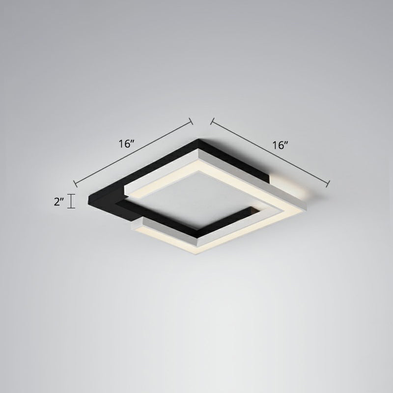 Splicing Square Acrylic LED Ceiling Lamp Nordic Black and White Flush Mount Lighting for Living Room Black 16" Third Gear Clearhalo 'Ceiling Lights' 'Close To Ceiling Lights' 'Close to ceiling' 'Flush mount' Lighting' 2328123