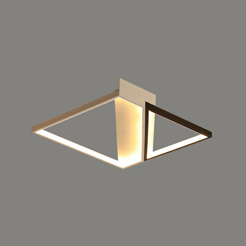 Black and White Frame LED Flushmount Lighting Minimalism Metal Ceiling Flush Light for Bedroom Black 20.5" Natural Clearhalo 'Ceiling Lights' 'Close To Ceiling Lights' 'Close to ceiling' 'Flush mount' Lighting' 2328135