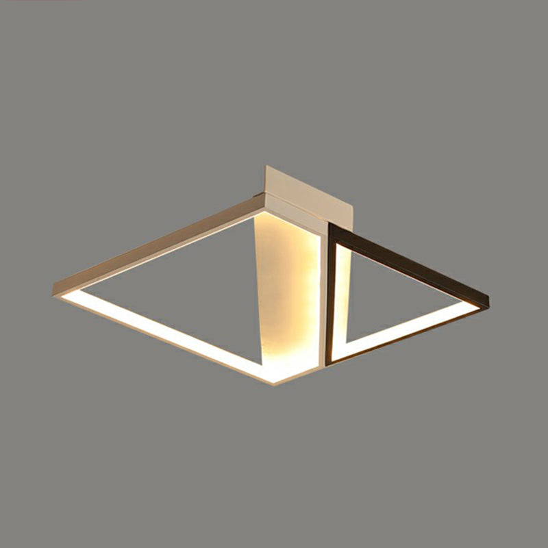 Black and White Frame LED Flushmount Lighting Minimalism Metal Ceiling Flush Light for Bedroom Black 24.5" Remote Control Stepless Dimming Clearhalo 'Ceiling Lights' 'Close To Ceiling Lights' 'Close to ceiling' 'Flush mount' Lighting' 2328138
