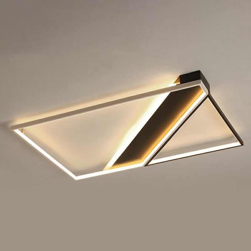 Black and White Frame LED Flushmount Lighting Minimalism Metal Ceiling Flush Light for Bedroom Black 35.5" Remote Control Stepless Dimming Clearhalo 'Ceiling Lights' 'Close To Ceiling Lights' 'Close to ceiling' 'Flush mount' Lighting' 2328140