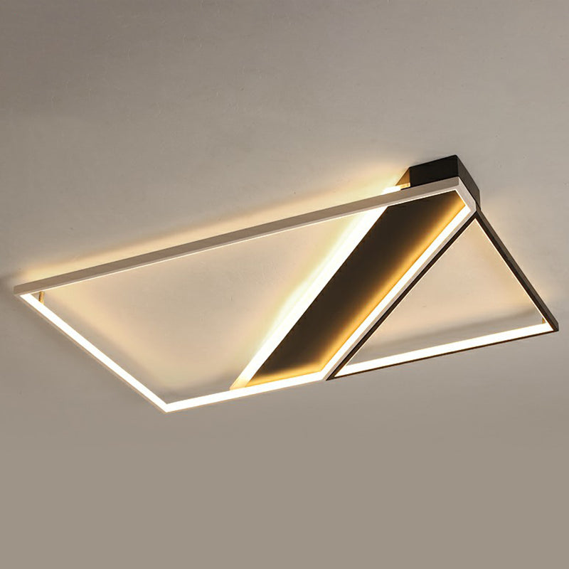 Black and White Frame LED Flushmount Lighting Minimalism Metal Ceiling Flush Light for Bedroom Black 41" Remote Control Stepless Dimming Clearhalo 'Ceiling Lights' 'Close To Ceiling Lights' 'Close to ceiling' 'Flush mount' Lighting' 2328142
