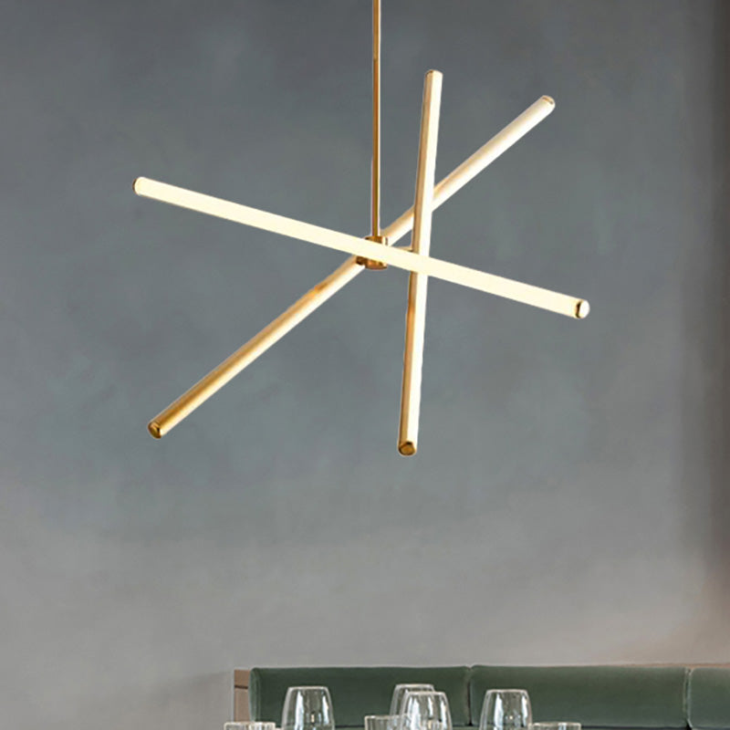 Linear Metal Pendant Chandelier Modern Led Black/Gold Hanging Ceiling Lamp for Bedroom in Warm Light Clearhalo 'Ceiling Lights' 'Chandeliers' 'Modern Chandeliers' 'Modern' Lighting' 232820