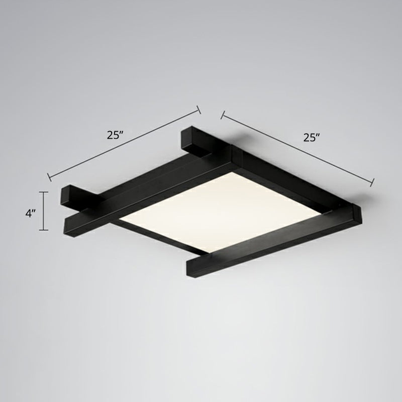 Japanese Checkerboard Design Ceiling Lighting Acrylic Lounge LED Flush Mounted Lamp Black 25" Third Gear Clearhalo 'Ceiling Lights' 'Close To Ceiling Lights' 'Close to ceiling' 'Flush mount' Lighting' 2328252