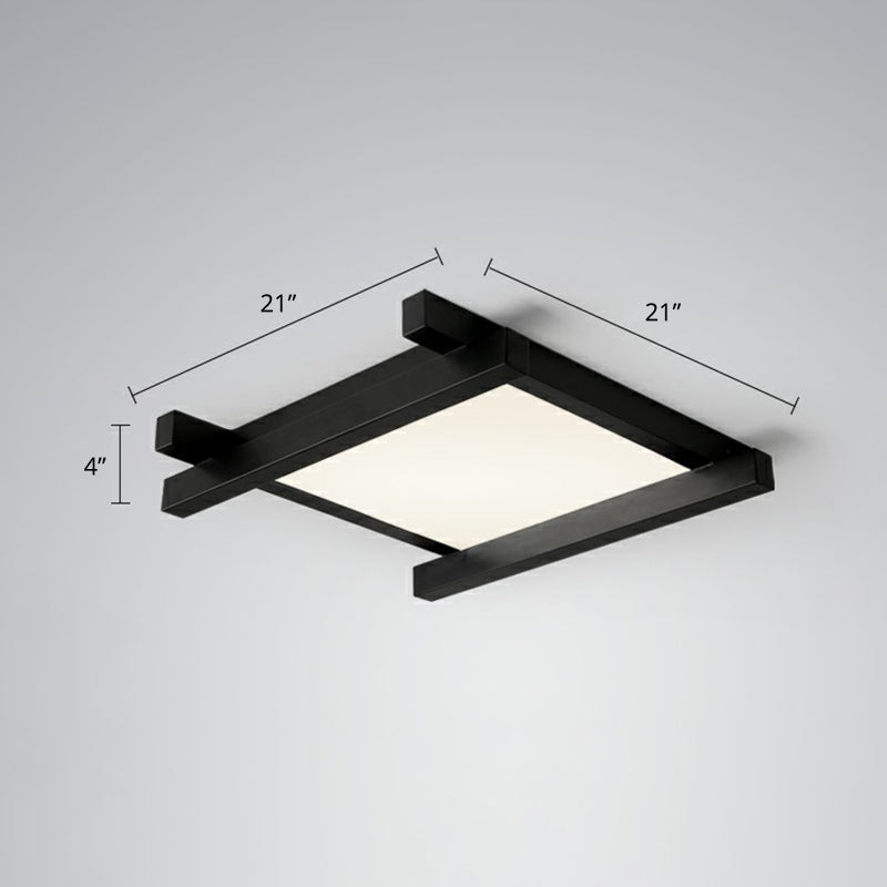 Japanese Checkerboard Design Ceiling Lighting Acrylic Lounge LED Flush Mounted Lamp Black 21" Third Gear Clearhalo 'Ceiling Lights' 'Close To Ceiling Lights' 'Close to ceiling' 'Flush mount' Lighting' 2328258