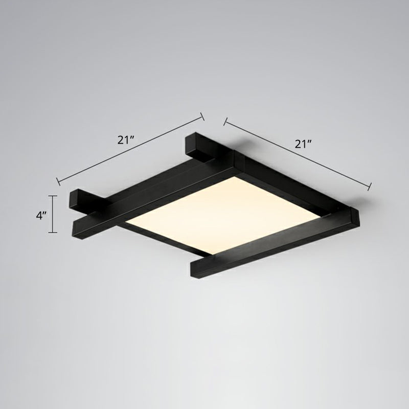 Japanese Checkerboard Design Ceiling Lighting Acrylic Lounge LED Flush Mounted Lamp Black 21" Remote Control Stepless Dimming Clearhalo 'Ceiling Lights' 'Close To Ceiling Lights' 'Close to ceiling' 'Flush mount' Lighting' 2328260