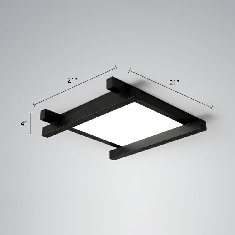 Japanese Checkerboard Design Ceiling Lighting Acrylic Lounge LED Flush Mounted Lamp Black 21" White Clearhalo 'Ceiling Lights' 'Close To Ceiling Lights' 'Close to ceiling' 'Flush mount' Lighting' 2328261