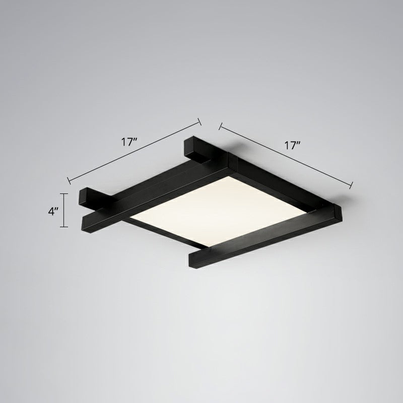 Japanese Checkerboard Design Ceiling Lighting Acrylic Lounge LED Flush Mounted Lamp Black 17" Third Gear Clearhalo 'Ceiling Lights' 'Close To Ceiling Lights' 'Close to ceiling' 'Flush mount' Lighting' 2328262