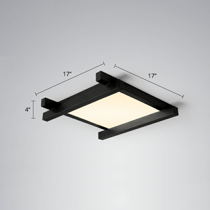 Japanese Checkerboard Design Ceiling Lighting Acrylic Lounge LED Flush Mounted Lamp Black 17" Remote Control Stepless Dimming Clearhalo 'Ceiling Lights' 'Close To Ceiling Lights' 'Close to ceiling' 'Flush mount' Lighting' 2328263