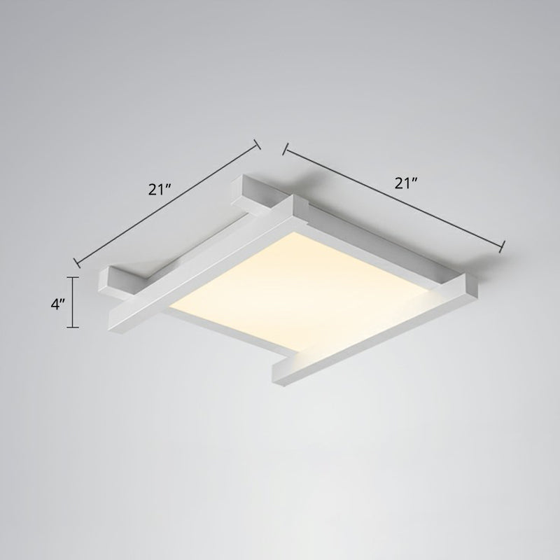 Japanese Checkerboard Design Ceiling Lighting Acrylic Lounge LED Flush Mounted Lamp White 21" Remote Control Stepless Dimming Clearhalo 'Ceiling Lights' 'Close To Ceiling Lights' 'Close to ceiling' 'Flush mount' Lighting' 2328269