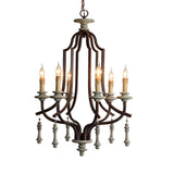 Metal Candelabra Chandelier Lamp Farmhouse 6-Head Living Room Pendant Ceiling Light in Antique Brass/Rust Clearhalo 'Ceiling Lights' 'Chandeliers' Lighting' options 232845