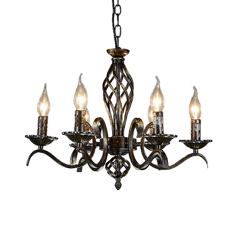 Candle Hanging Lamp Traditional Metal 6 Bulbs Black Chandelier Pendant Light for Kitchen Island Clearhalo 'Ceiling Lights' 'Chandeliers' Lighting' options 232860