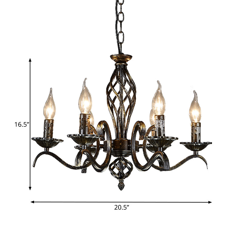 Candle Hanging Lamp Traditional Metal 6 Bulbs Black Chandelier Pendant Light for Kitchen Island Clearhalo 'Ceiling Lights' 'Chandeliers' Lighting' options 232861