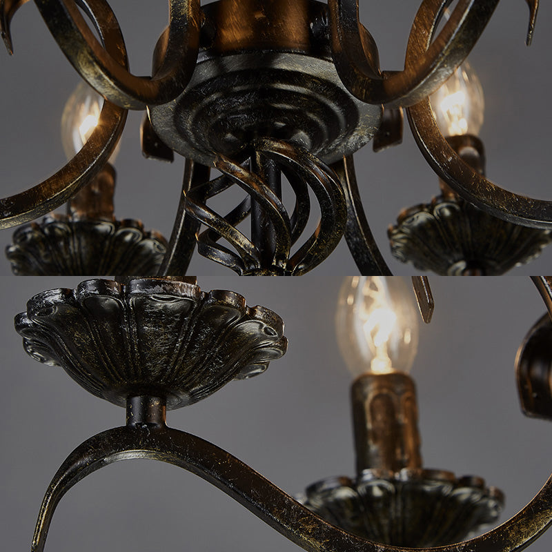 Candle Hanging Lamp Traditional Metal 6 Bulbs Black Chandelier Pendant Light for Kitchen Island Clearhalo 'Ceiling Lights' 'Chandeliers' Lighting' options 232862